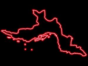 Glowing neon map of Hormozgan Iran