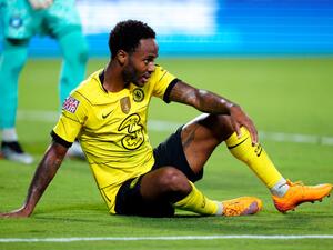 Raheem Sterling of Chelsea looks on during the Pre-Season Friendly match between Chelsea FC and Charlotte FC at Bank of America Stadium on July 20, 2022 in Charlotte, North Carolina. Jacob Kupferman/Getty Images/AFP (Photo by Jacob Kupferman / GETTY IMAGES NORTH AMERICA / Getty Images via AFP)