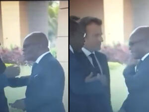 The French president meets Benin president. (Twitter/ Video screenshot) French President