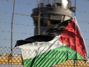 Palestinian flag over Israeli prison 