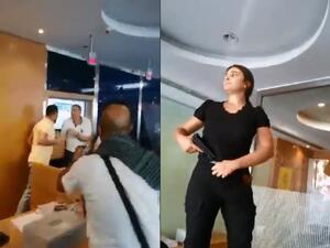 the Lebanese woman, who is yet to be identified nor any of her gang, has took $20,000. (Video screenshot/Twitter ) Lebanese gang