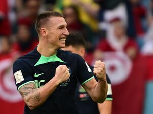 أستراليا تتقدم بهدف على تونس مع نهاية الشوط الأول (المصدر: أ ف ب)