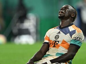 Bayern Munich's Senegalese forward Sadio Mane reacts during the German Cup (DFB Pokal) second round football match between the German first division Bundesliga teams FC Augsburg and FC Bayern Munich in Augsburg, southern Germany, on October 19, 2022. (Photo by CHRISTOF STACHE / AFP)