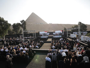 AUC School of Business Hosts the 2022 CEMS Master in International Management Graduation Ceremony by Giza Pyramids