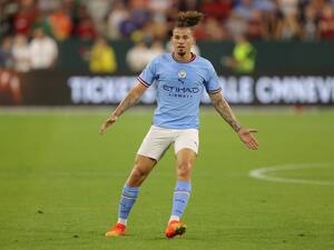 Kalvin Phillips of Manchester City in action during the pre-season friendly match between Bayern Munich and Manchester City at Lambeau Field on July 23, 2022 in Green Bay, Wisconsin. Jamie Squire/Getty Images/AFP (Photo by JAMIE SQUIRE / GETTY IMAGES NORTH AMERICA / Getty Images via AFP)