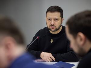 Ukrainian President Volodymyr Zelenskyy attends a coordination meeting on the state border protection in the northwestern regions of Ukraine.  Ukrainian President