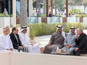 King Abdullah II participates with Arab leaders in a consultative meeting hosted in Abu Dhabi. (Twitter/ @RHCJO) King Abdullah II