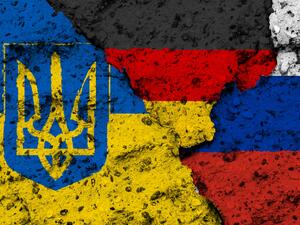 Germany, Russia and Ukraine flags