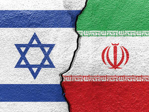 The Israeli and Iranian flags