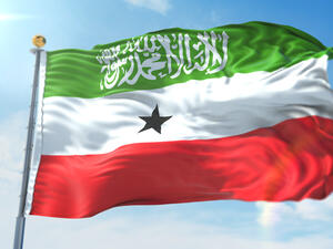  3D Illustration of the waving flag on a pole of country Somaliland.