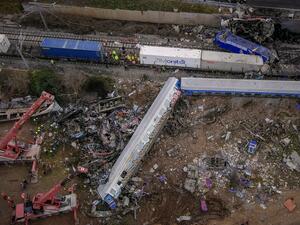 Greece: Two trains collide head-on.