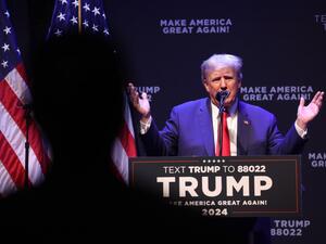 Former President Donald Trump speaks at the Adler Theatre on March 13, 2023 in Davenport, Iowa. Scott Olson/Getty Images/AFP Donald Trump