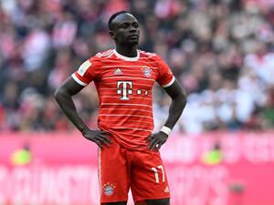 Bayern Munich's Senegalese striker Sadio Mane reacts during the German first division Bundesliga football match between FC Bayern Munich v FC Augsburg 1907 in Munich, southern Germany, on March 11, 2023. (Photo by Christof STACHE / AFP)