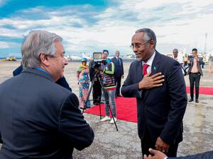 Somalia's Foreign Minister Abshir Omar Huruse with U.N. Secretary-General Antonio Guterres. (Twitter/ @abshirhuruse) Antonio Guterres