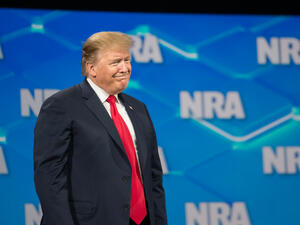 2024 Republican presidential contenders are slated to speak at a Friday afternoon “leadership forum” during the convention, which began Thursday and ends Sunday. Former president Donald Trump speaking during the NAtional Rifle Association Annual Meeting in Houston
