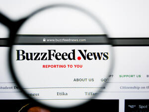 Los Angeles, California, USA - 25 June 2019: Illustrative Editorial of Buzzfeed news website homepage. newslogo visible on display screen.
