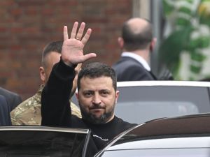 Ukrainian President Volodymyr Zelenskyy. (Photo by INA FASSBENDER / AFP)  Volodymyr Zelensky