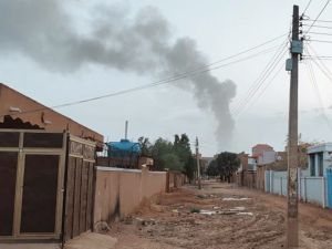 Smoke billows in the distance amid ongoing fighting in Khartoum on June 13, 2023. (Photo by AFP) Sudan