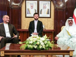 Kuwait's Prime Minister Sheikh Ahmad Nawaf al-Ahmad al-Sabah meeting with Iran's Foreign Minister Hossein Amir-Abdollahian, in Kuwait City on June 21, 2023. (Photo by KUNA / AFP) Hossein Amir-Abdollahian