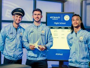 Manchester city players earn their wings in Etihad’s pilot challenge