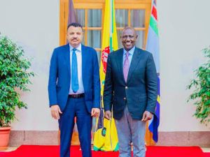 Kenyan President with the envoy of the Commander of the Rapid Support Forces, political advisor Youssef Ezzat. (Twitter/ @RSF) Kenyan President