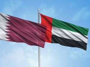 Shutterstock Qatar and UAE flags