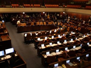 A general view shows the Israeli parliament (Knesset) meeting in Jerusalem on July 10, 2023. (Photo by Menahem KAHANA / AFP) Knesset