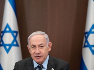 Israel's Prime Minister Benjamin Netanyahu (C) chairs a weekly cabinet meeting at his office in Jerusalem, on July 17, 2023. (Photo by Ohad Zwigenberg / POOL / AFP) Netanyahu