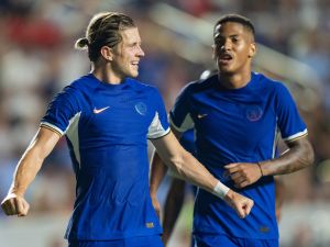 Conor Gallagher #23 of Chelsea FC celebrates his goal against Wrexham AFC during a pre-season friendly match at Kenan Stadium on July 19, 2023 in Chapel Hill, North Carolina. Jacob Kupferman/Getty Images/AFP (Photo by Jacob Kupferman / GETTY IMAGES NORTH AMERICA / Getty Images via AFP)