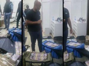 Money allegedly found at Gabon President Ali Bongo's house. (X/Twitter/ screeshots) Gabon President Ali Bongo