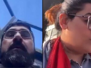 A video of an Iranian woman who was in public without her hijab in one of the streets when an Iranian cleric stole her phone and ran away. (X/ screenshots) Iranian woman