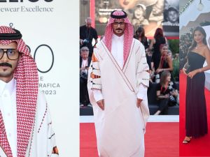 محمد الشهري برداء ال"جبة" السعودي الأصيل في البندقية، ومهند الحمدي بتوقيع أرماني