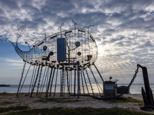 The Sea is My Land" by artist Iyo Kacaw on display at a beach currently exhibiting artwork as part of the Matsu Biennial art exhibition, on Nangan island in Taiwan's Matsu Islands. (Photo by ANNABELLE CHIH / AFP)