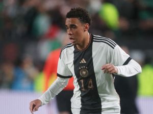 Jamal Musiala of Germany controls the ball during the international friendly between Germany and Mexico at Lincoln Financial Field on October 17, 2023 in Philadelphia, Pennsylvania. Alex Grimm/Getty Images/AFP (Photo by ALEX GRIMM / GETTY IMAGES NORTH AMERICA / Getty Images via AFP)