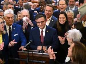 Rep. Mike Johnson was elected Republican House Speaker on Wednesday. (Saul Loeb/ AFP)