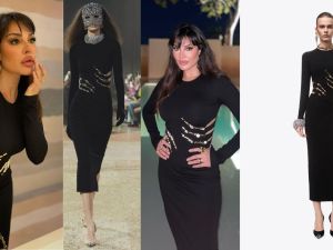 نادين نجيم بفستان من علامة الأزياء الطلائعية AREA بقيمة 1120 جنيه إسترليني  
