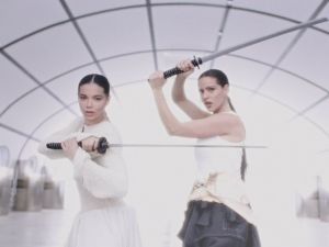 Björk and Rosalía in “Oral,” directed by Carlota Guerrero. (YouTube)