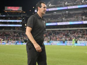 Manager Unai Emery of Aston Villa walks off the field after a 3-3 tie with Newcastle United during a Premier League Summer Series match between Aston Villa and Newcastle United at Lincoln Financial Field on July 23, 2023 in Philadelphia, Pennsylvania. Tim Nwachukwu/Getty Images/AFP (Photo by Tim Nwachukwu / GETTY IMAGES NORTH AMERICA / Getty Images via AFP)