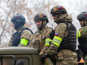 Russian assault military forces soldiers at combat action