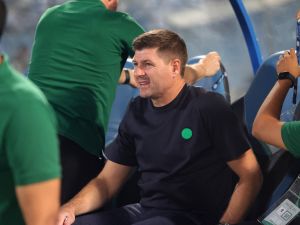 Ettifaq's coach Steven Gerrard looks on during the Saudi Pro League football match between Al-Hilal and Al-Ettifaq at Prince Faisal Bin Fahd Stadium in Riyadh, on August 28, 2023. (Photo by Fayez Nureldine / AFP)