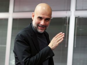 Mancherster City's Spanish head coach Pep Guardiola leaves after a press conference in Belgrade on December 12, 2023 on the eve of the UEFA Champions League 1st round, day 6, Group G football match berween Crvena Zvezda Beograd and Manchester City. (Photo by PEDJA MILOSAVLJEVIC / AFP)