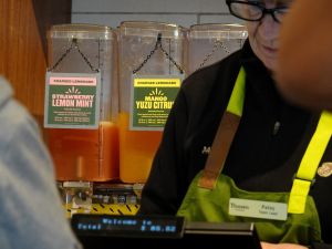 Panera warns customers about its highly caffeinated lemonade drink, a 30-ounce drink contains up to 237 milligrams of caffeine, after a lawsuit was filed by a family who alleged their daughter died after drinking it. (Justin Sullivan/ Getty/ AFP)