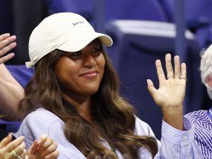 Former top ranked player Naomi Osaka watches the Women's Singles Semifinal match between Coco Gauff of the United States and Karolina Muchova of the Czech Republicon Day Eleven of the 2023 US Open at the USTA Billie Jean King National Tennis Center on September 07, 2023 in the Flushing neighborhood of the Queens borough of New York City.