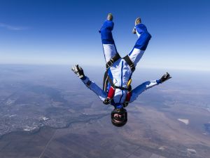 parachutist in free fall.