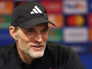 Bayern Munich's German head coach Thomas Tuchel attends a press conference at Old Trafford in Manchester, north-west England on December 11, 2023 ahead of their UEFA Champions League Group A football match against Manchester United. (Photo by Darren Staples / AFP)