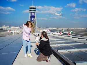 Love is in the airport: Dubai witnesses its first-ever DXB rooftop marriage proposal on Valentine's Day. (X)