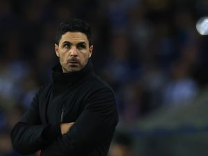 Arsenal's Spanish coach Mikel Arteta is pictured during the UEFA Champions League last 16 first leg football match between FC Porto and Arsenal FC at the Dragao stadium in Porto on February 21, 2024. (Photo by PATRICIA DE MELO MOREIRA / AFP)