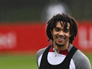 Liverpool's English defender Trent Alexander-Arnold takes part in a training session at Liverpool training ground in Liverpool, northwest England, on March 14, 2023, on the eve of their UEFA Champions League round of 16 last second-leg football match against Real Madrid. (Photo by Paul ELLIS / AFP)