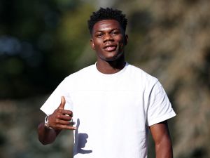 France's midfielder Aurelien Tchouameni arrives in Clairefontaine-en-Yvelines on October 9, 2023 as part of the team's preparation for the upcoming UEFA Euro 2024 football tournament qualifying matches. France will play against Netherlands in the Group B of Euro 2024 qualifiers. (Photo by FRANCK FIFE / AFP)