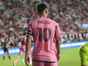 Inter Miami's Argentine forward #10 Lionel Messi looks on during the Major League Soccer (MLS) match between Inter Miami CF and Colorado Rapids at Chase stadium in Fort Lauderdale, Florida, April 6, 2024. (Photo by Chris ARJOON / AFP)